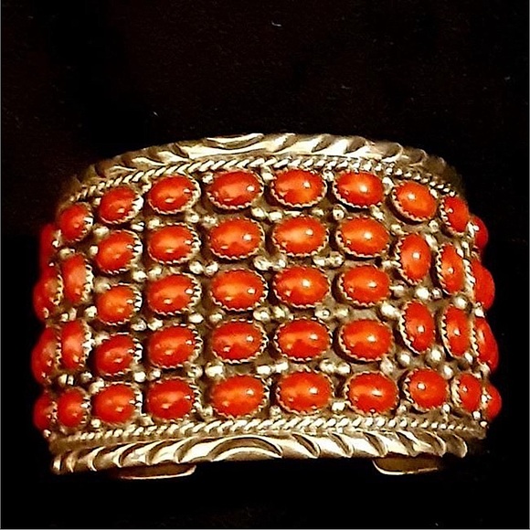 Fred Thompson Jewelry - Authentic Navajo Fred Thompson Mediterranean Red Coral Sterling Silver Bracelet